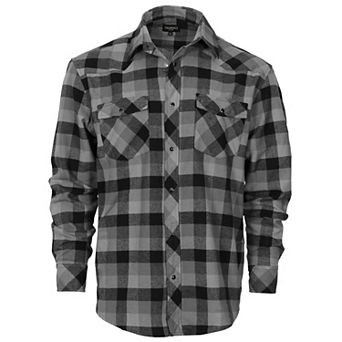 Gioberti Men's Western Brushed Flannel Plaid Checkered Shirt W/snap-on Button