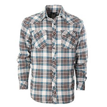 Gioberti Men's Western Brushed Flannel Plaid Checkered Shirt w/Snap-on Button