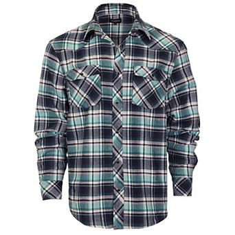 Gioberti Men's Western Brushed Flannel Plaid Checkered Shirt w/Snap-on Button