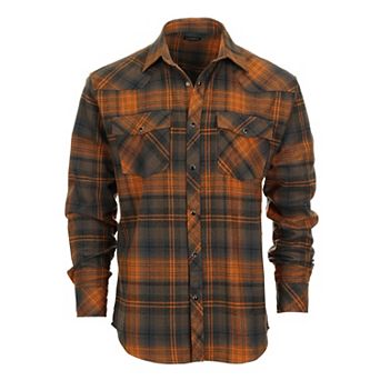 Gioberti Men's Western Brushed Flannel Plaid Checkered Shirt w/Snap-on Button