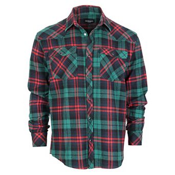 Gioberti Men's Western Brushed Flannel Plaid Checkered Shirt w/Snap-on Button