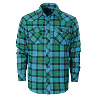 Gioberti Men's Western Brushed Flannel Plaid Checkered Shirt w/Snap-on Button