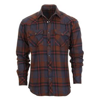 Gioberti Men's Western Brushed Flannel Plaid Checkered Shirt w/Snap-on Button