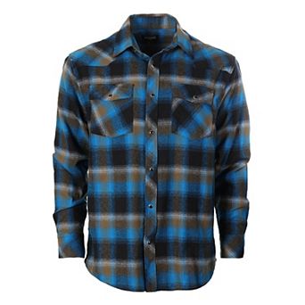 Gioberti Men's Western Brushed Flannel Plaid Checkered Shirt w/Snap-on Button