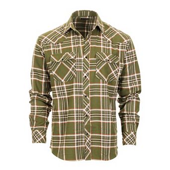 Gioberti Men's Western Brushed Flannel Plaid Checkered Shirt w/Snap-on Button