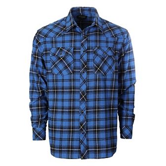 Gioberti Men's Western Brushed Flannel Plaid Checkered Shirt w/Snap-on Button
