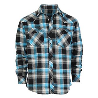 Gioberti Men's Western Brushed Flannel Plaid Checkered Shirt w/Snap-on Button
