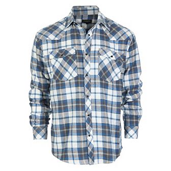Gioberti Men's Western Brushed Flannel Plaid Checkered Shirt w/Snap-on Button
