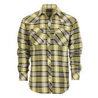 Gioberti Men's Western Brushed Flannel Plaid Checkered Shirt w/Snap-on Button