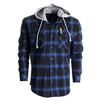 Gioberti Men's Removable Hoodie Plaid Checkered Flannel Button Down Shirt