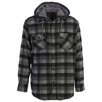 Gioberti Men's Removable Hoodie Plaid Checkered Flannel Button Down Shirt