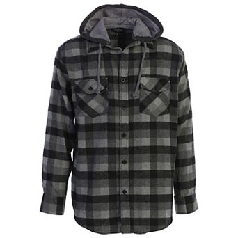 Gioberti Men's Removable Hoodie Plaid Checkered Flannel Button Down Shirt