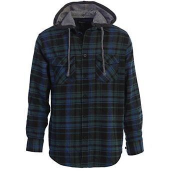 Gioberti Men's Removable Hoodie Plaid Checkered Flannel Button Down Shirt
