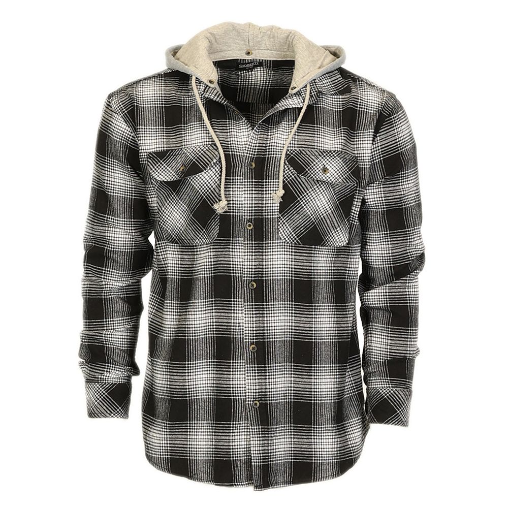 Gioberti Men's Removable Hoodie Plaid Checkered Flannel Button