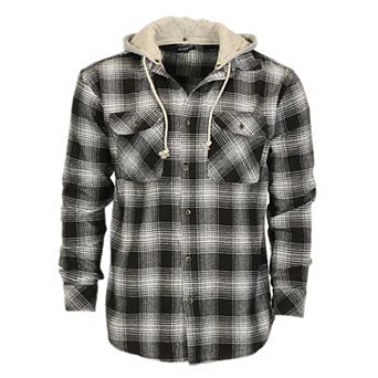 Gioberti Men's Removable Hoodie Plaid Checkered Flannel Button Down Shirt