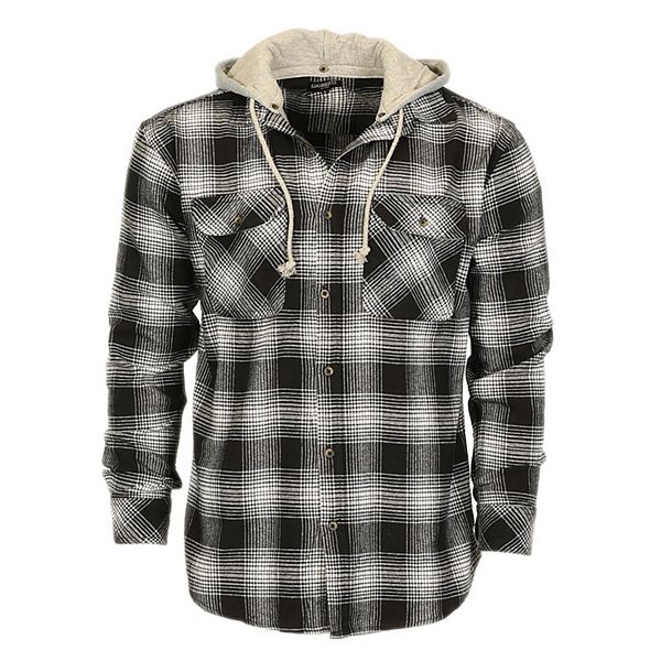 Gioberti Men's Removable Hoodie Plaid Checkered Flannel Button