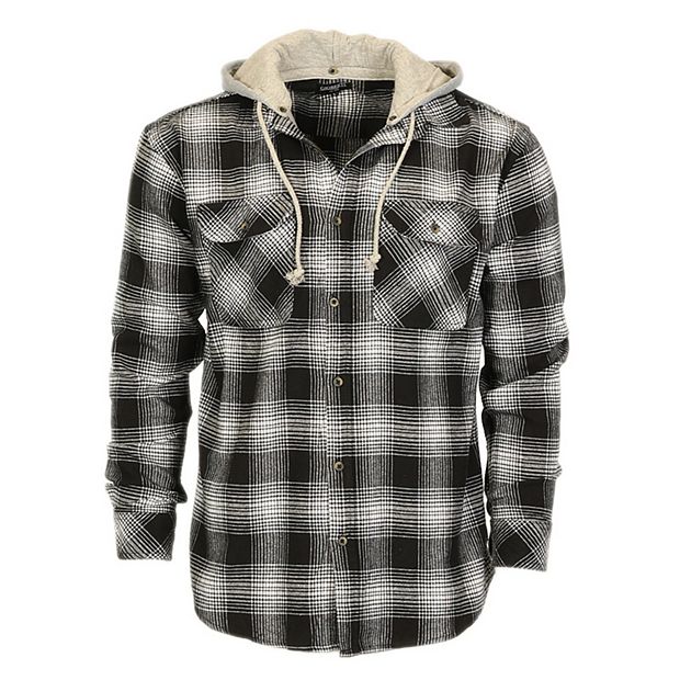 Gioberti Men's Removable Hoodie Plaid Checkered Flannel Button