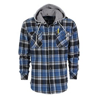Gioberti Men's Removable Hoodie Plaid Checkered Flannel Button Down Shirt