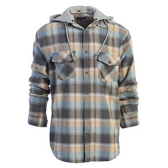 Gioberti Men's Removable Hoodie Plaid Checkered Flannel Button Down Shirt
