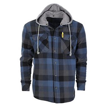 Gioberti Men's Removable Hoodie Plaid Checkered Flannel Button Down Shirt