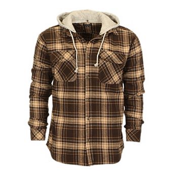 Gioberti Men's Removable Hoodie Plaid Checkered Flannel Button Down Shirt