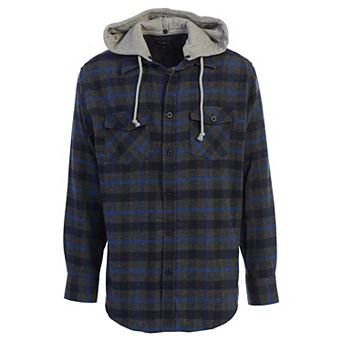 Gioberti Men's Removable Hoodie Plaid Checkered Flannel Button Down Shirt