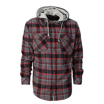 Gioberti Men's Removable Hoodie Plaid Checkered Flannel Button Down Shirt