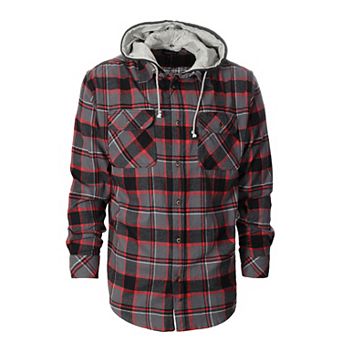 Gioberti Men's Removable Hoodie Plaid Checkered Flannel Button Down Shirt