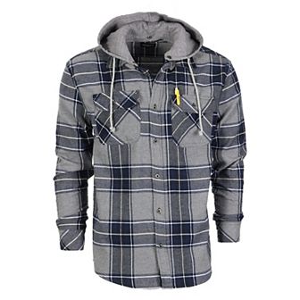 Gioberti Men's Removable Hoodie Plaid Checkered Flannel Button Down Shirt