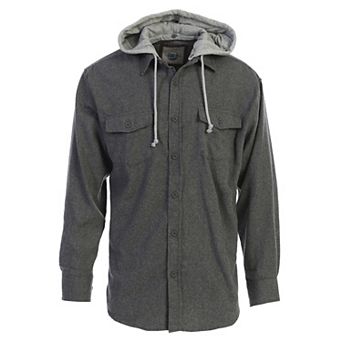 Gioberti Men's Removable Hoodie Plaid Checkered Flannel Button Down Shirt