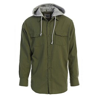 Gioberti Men's Removable Hoodie Plaid Checkered Flannel Button Down Shirt