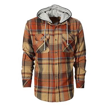 Gioberti Men's Removable Hoodie Plaid Checkered Flannel Button Down Shirt