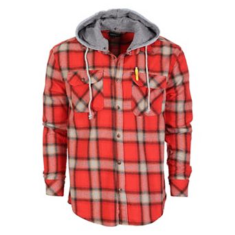 Gioberti Men's Removable Hoodie Plaid Checkered Flannel Button Down Shirt