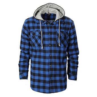 Gioberti Men's Removable Hoodie Plaid Checkered Flannel Button Down Shirt
