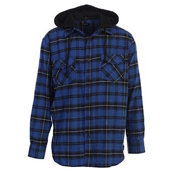Gioberti Men's Removable Hoodie Plaid Checkered Flannel Button Down Shirt
