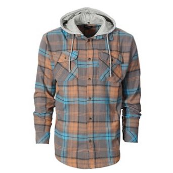 Gioberti Men's Removable Hoodie Plaid Checkered Flannel Button Down Shirt