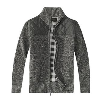 Gioberti Men's Knitted Regular Fit Full Zip Cardigan Sweater With Soft Brushed Flannel Lining