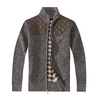 Gioberti Men's Knitted Regular Fit Full Zip Cardigan Sweater With Soft Brushed Flannel Lining