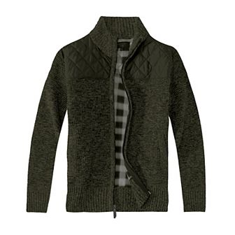Gioberti Men's Knitted Regular Fit Full Zip Cardigan Sweater With Soft Brushed Flannel Lining