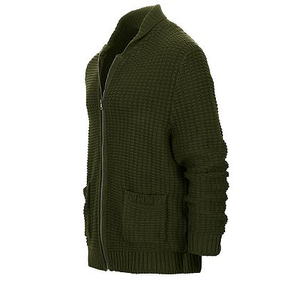 Gioberti Men's 100% Cotton Milano Knit Full-zip Sweater