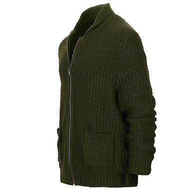 Gioberti Mens 100% Cotton Milano Knit Full-Zip Sweater