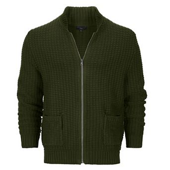 Gioberti Men's 100% Cotton Milano Knit Full-zip Sweater