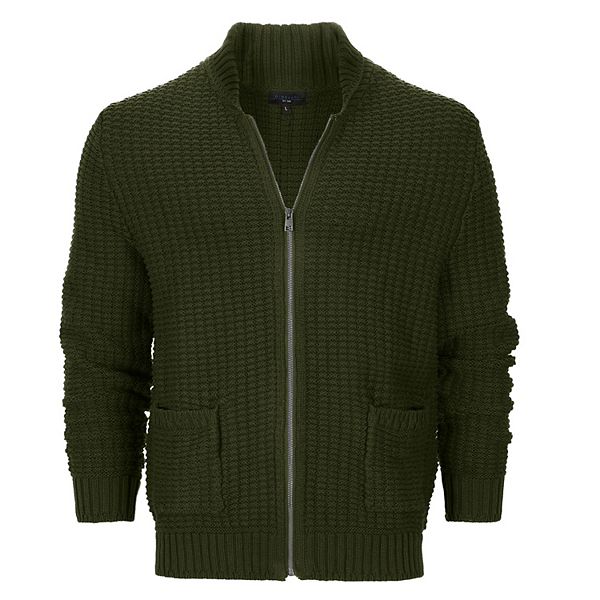 Gioberti Mens 100% Cotton Milano Knit Full-Zip Sweater