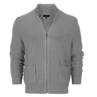 Gioberti Men's 100% Cotton Milano Knit Full-zip Sweater