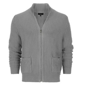 Gioberti Men's 100% Cotton Milano Knit Full-zip Sweater