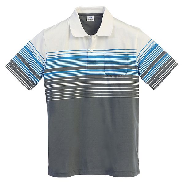 Gioberti Mens Striped Polo Shirt With Pocket - Yarn Dye