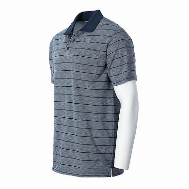 Gioberti Mens Regular Fit Yarn Dye Striped Short Sleeve Polo Shirt With Pocket