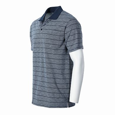 Gioberti Men's Regular Fit Yarn Dye Striped Short Sleeve Polo Shirt With Pocket