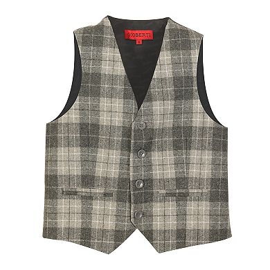 Gioberti Boy's 2 Piece Tweed Plaid Vest And Pants Set