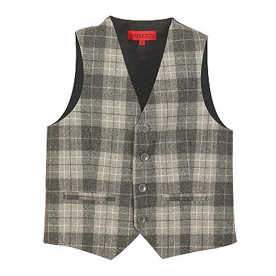 Gioberti Kids and Boys 2 Piece Tweed Plaid Vest and Pants Set